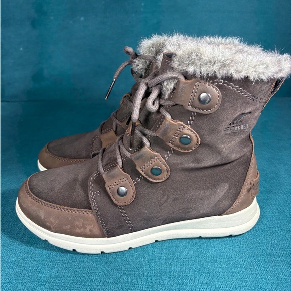 Sorel Shoes - Sorel Womens EXPLORER JOAN Brown Suede Leather Ankle Boots Sz 7.5
